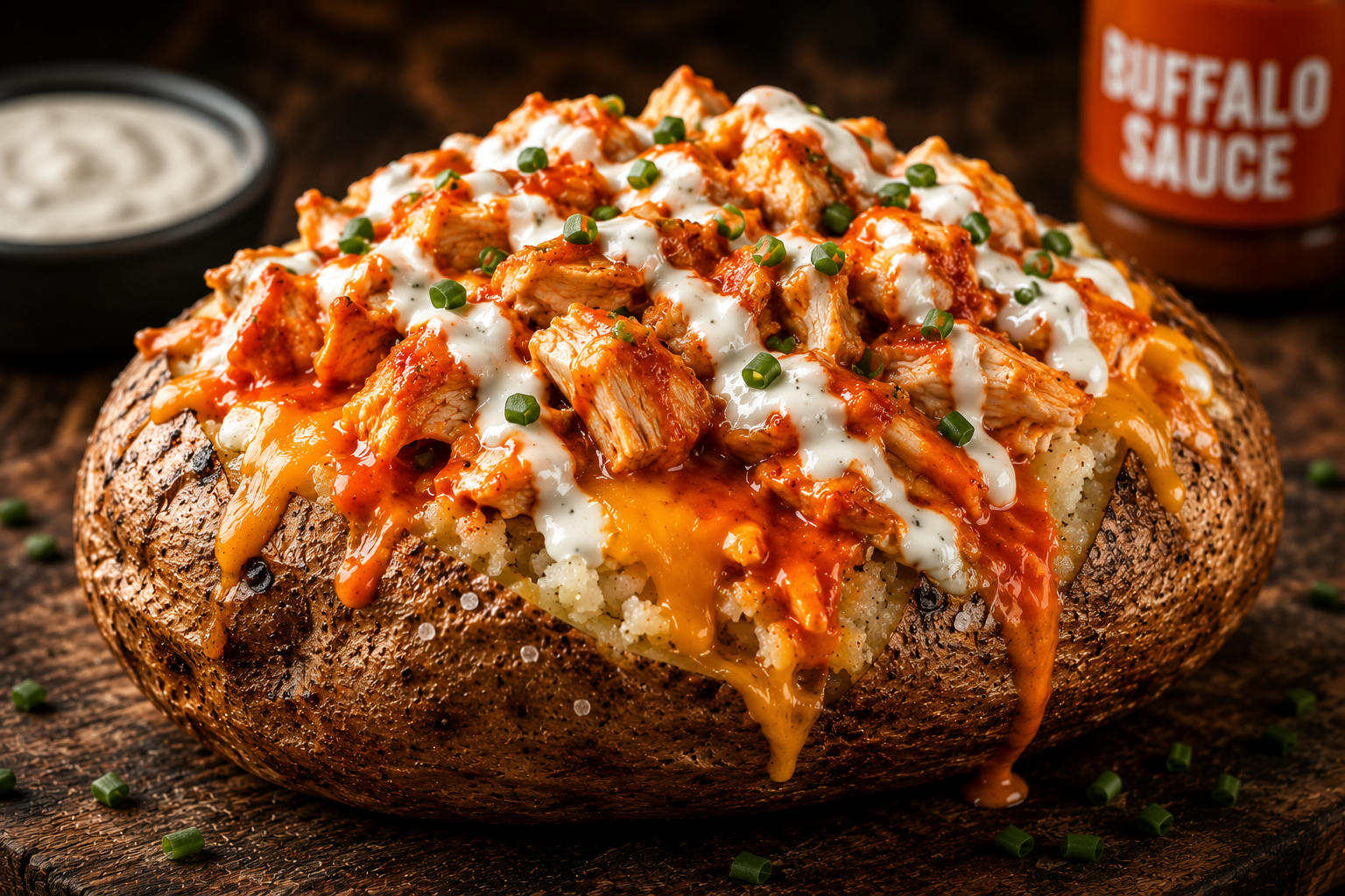 Buffalo Chicken loaded baked potato